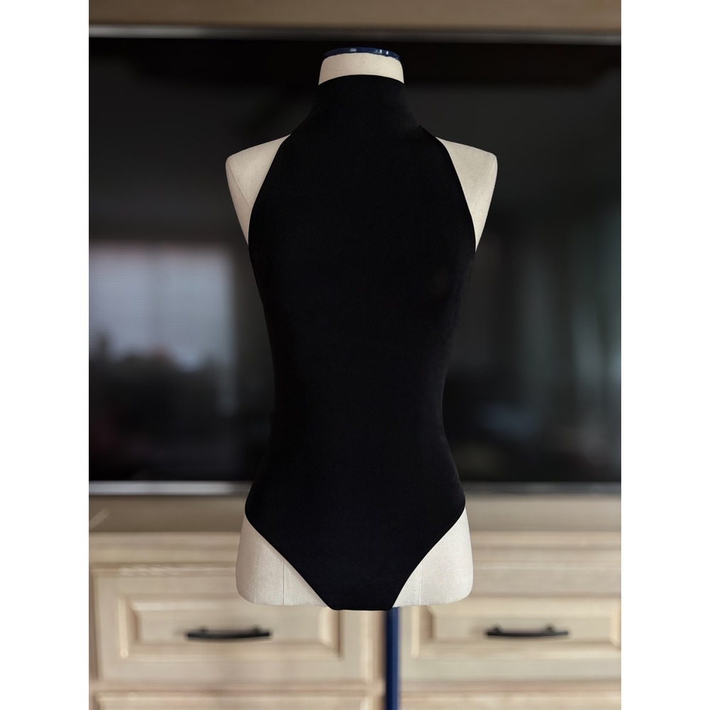 Vintage Gold Label Cache Black Mock-Neck Body-Suit